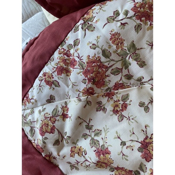 Vintage Bedspread Coverlet Quilt Yellow White Pink Red Floral Queen 100"x92" - Picture 8 of 11